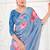Blue premium printed saree with blouse or saraowski border
