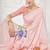 baby pink  premium printed saree with blouse or saraowski border