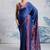 Blue modal satin ajrakh print saree