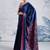 Blue modal satin ajrakh print saree
