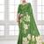 green  premium printed saree with blouse or saraowski border