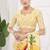 Yellow  premium printed saree with blouse or saraowski border