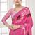 pink  premium printed saree with blouse or saraowski border