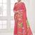 melon pink  premium printed saree with blouse or saraowski border