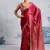 Maroon modal satin ajrakh print saree