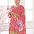 melon pink  premium printed saree with blouse or saraowski border
