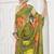 olive green  premium printed saree with blouse or saraowski border