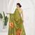 olive green  premium printed saree with blouse or saraowski border