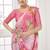 baby pink  premium printed saree with blouse or saraowski border