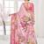 baby pink  premium printed saree with blouse or saraowski border