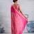 Pink modal satin ajrakh print saree