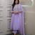 lavender georgette thread flared kurta pant and dupatta set