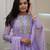 lavender georgette thread flared kurta pant and dupatta set