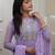 lavender georgette thread flared kurta pant and dupatta set
