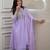 lavender georgette thread flared kurta pant and dupatta set