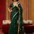 Dark green munga cotton handloom weaving organza weaving pallu  traditional wear saree