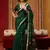 Dark green munga cotton handloom weaving organza weaving pallu  traditional wear saree