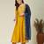 yellow vichitra embroidered flared anarkali pant and dupatta set