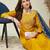 yellow vichitra embroidered flared anarkali pant and dupatta set