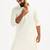 cream solid cotton pathani kurta with shirt collar and full sleeves