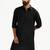 black solid cotton pathani kurta | shirt collar | full sleeve | knee length ethnic wear