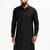 black solid cotton pathani kurta | shirt collar | full sleeve | knee length ethnic wear