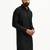 black solid cotton pathani kurta | shirt collar | full sleeve | knee length ethnic wear