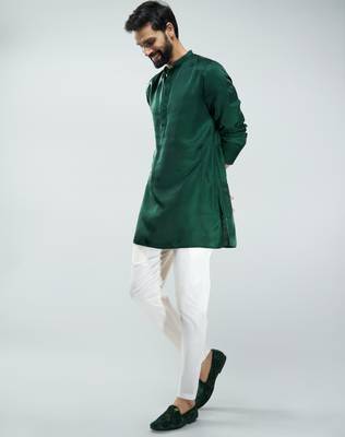 silk blend kurta with cream cotton lycra pyjama | wedding & festive wear 1