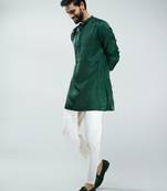 silk blend kurta with cream cotton lycra pyjama | wedding & festive wear