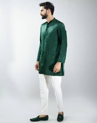 silk blend kurta with cream cotton lycra pyjama | wedding & festive wear 4