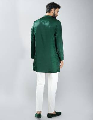 silk blend kurta with cream cotton lycra pyjama | wedding & festive wear 5
