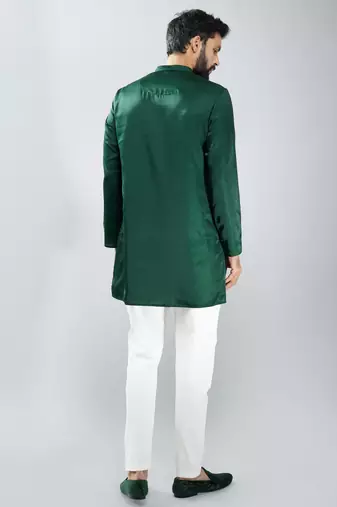 silk blend kurta with cream cotton lycra pyjama | wedding & festive wear