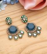 Turquoise blue color kundan earrings