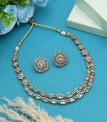 Gold color matte gold necklace set