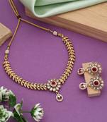 Rani color matte gold necklace set
