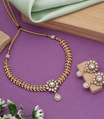 Gold color matte gold necklace set