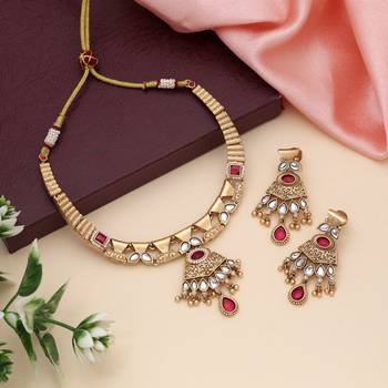 Rani color matte gold necklace set 1