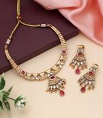 Rani color matte gold necklace set