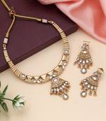 Gold color matte gold necklace set