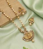 Gold color lord radha krishna matte gold necklace set