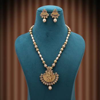Gold color lord radha krishna matte gold necklace set 2