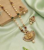 Maroon & green color lord radha krishna matte gold necklace set