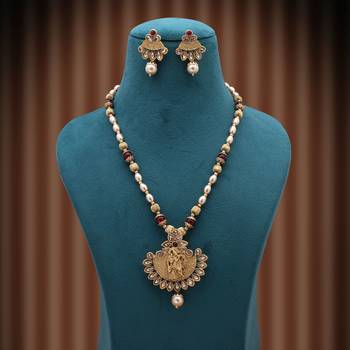 Maroon color lord radha krishna matte gold necklace set 2