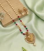 Rani & green color matte gold necklace set