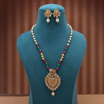 Rani & green color matte gold necklace set 2