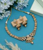 Gold color matte gold necklace set