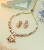 Gold color matte gold necklace set