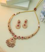 Rani color matte gold necklace set