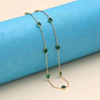Green color fashion chain necklace 1