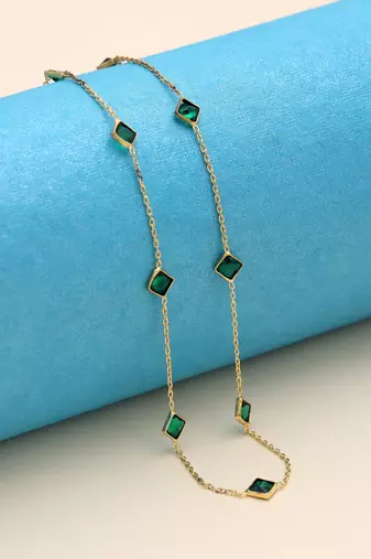 Green color fashion chain necklace